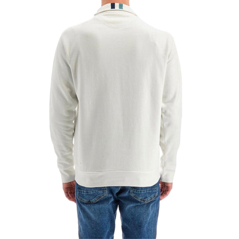 La Martina Felpa zip Felpa Uomo con logo zip classico Bianco - Francavilla Moda